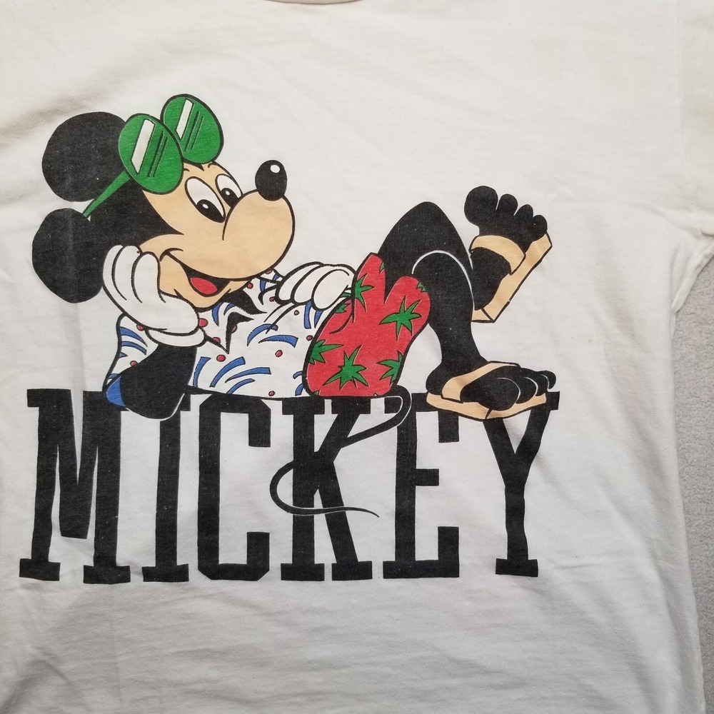 Vintage Disney Wear Mickey Mouse T-Shirt White Single Stitch Made‎ in USA Large